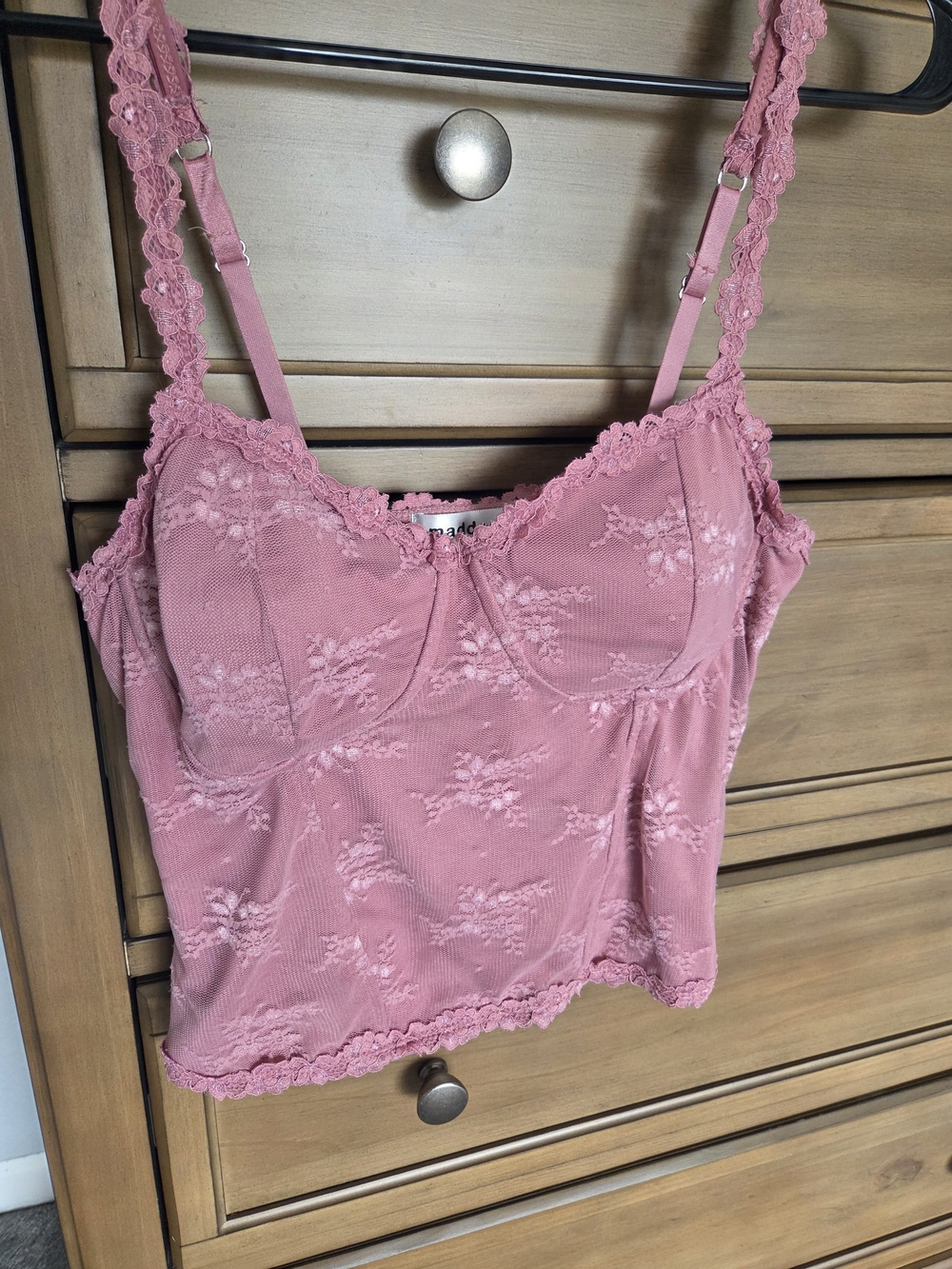Pink Lace Trim Cami Tank Top